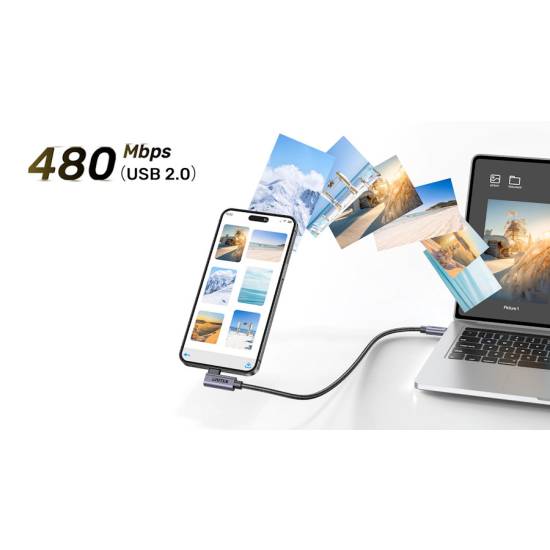 Kabel USB-C -> USB-C kątowy 5,0m PD 100W Unitek C14123BK-5M